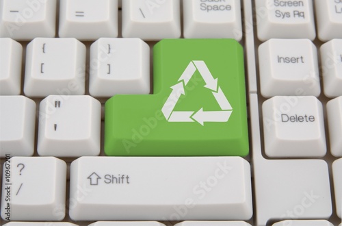 Recycling  on Computer Keyboard   Green Recycling Key    Tombaky  10967201   See