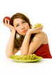 beautiful woman unwilling to eat fruit beautiful woman unwilling to eat fruit