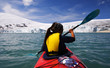 kayak at glacier lake, Styggevatnet, Jostedalsbreen