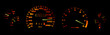 Car dashboard gauges in the dark