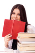 beautiful student doing homework