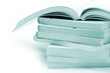 Stack of brochures in blue toned