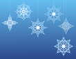 Snowflake Ornaments on a Blue Background