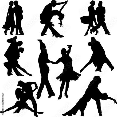 people silhouettes dancing. dance people silhouette vector