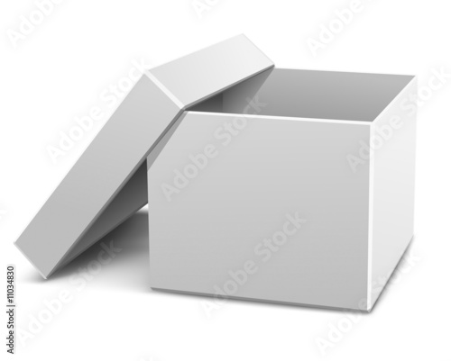 white empty opened cardboard box