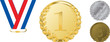 vector gold, silver and bronze award ribbons on white
