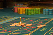 Roulette gambling chips on the table