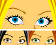 Women with bright colourful eyes and hair