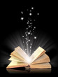 Open book magic on black Open book magic on black