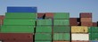 Stacked freight colorful containers, blue sky Stacked freight colorful containers, blue sky