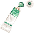 Vector green tube of paint.