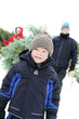 Family getting a Christmas Tree