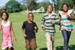 african children running in the park towards camera