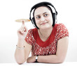 asian woman of indian origin with headphones