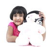 portrait of an asian girl with her pink teddy bear