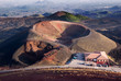 tourists on edge of volcanic Mount Etna