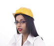 asian girl with a factory helmet