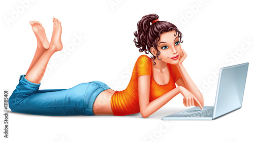 Illustration: Girl with laptop Girl with laptop