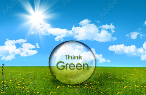 Glass sphere in a field of tall grass