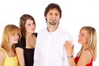 girls flirting with a man