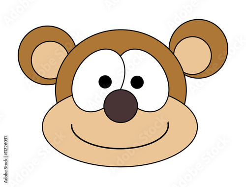 funny smiley face cartoon. Monkey Face Cartoon - Isolated