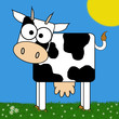 Moo Cow Cartoon In Sunny Lush Field