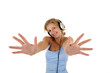 Pretty girl listening to the music