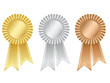 Gold,silver and bronze rosettes