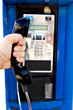 blue public telephone