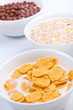 Three bowls of different cereal - a family breakfast