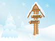 Signpost in the winter landscape