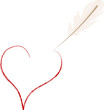 Quill pen painting red heart