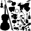 music instrument group vector silhouettes