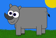 Rhino Cartoon - In Sunny Field
