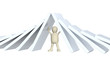 3d puppet, holding figures of a dominoes