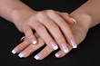French manicure on black background French manicure on black background