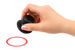 Hand with stamp - copy-space in printout
