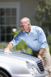 Man polishing car