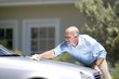 Man polishing car