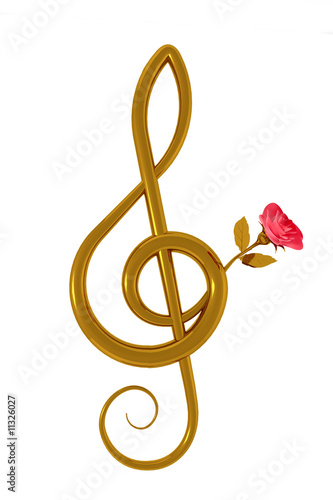 Treble clef and pink rose Treble clef and pink rose