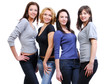 Group of four happy smiling women