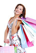 happy cute young woman shopping