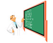 vector cartoon professor at blackboard