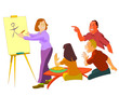 vector cartoon pictionary group