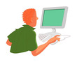 vector cartoon computer user