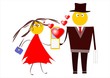 Connection of man and woman. Cartoon image. Connection of man and woman. Cartoon image.