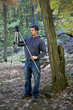Man setting up for nature photography shot
