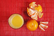 glass of juice and tangerine glass of juice and tangerine