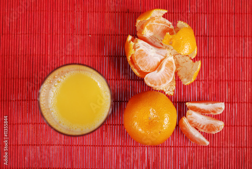 glass of juice and tangerine glass of juice and tangerine