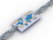 Credit card on a chain. 3D image